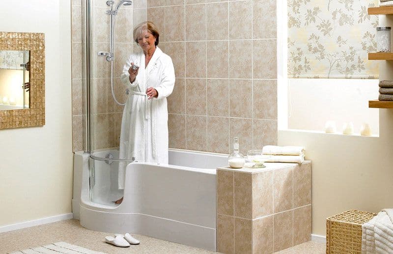 Walk in bath with shower